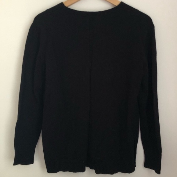Anthropologie VNeck Black Wool Sweater Side Slit Size S. - Picture 4 of 11